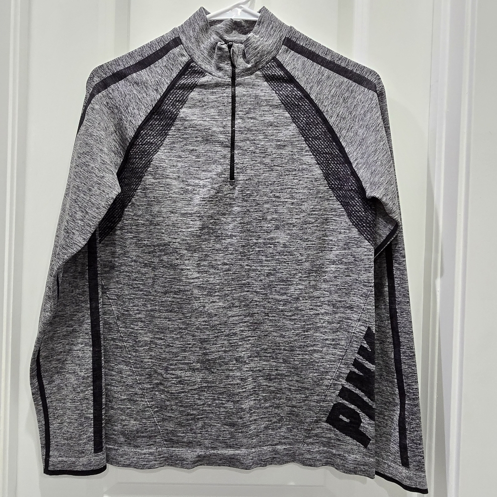 PINK Grey Quarter-Zip Pullover Sz XS